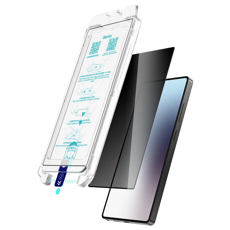 Benks Ultra Shield Galaxy S25 Ultra Privacy Ekran Koruyucu + Kolay Uygulama Aparatlı Benks Ultra Shield Galaxy S25 Ultra Privacy Ekran Koruyucu + Kolay Uygulama Aparatlı